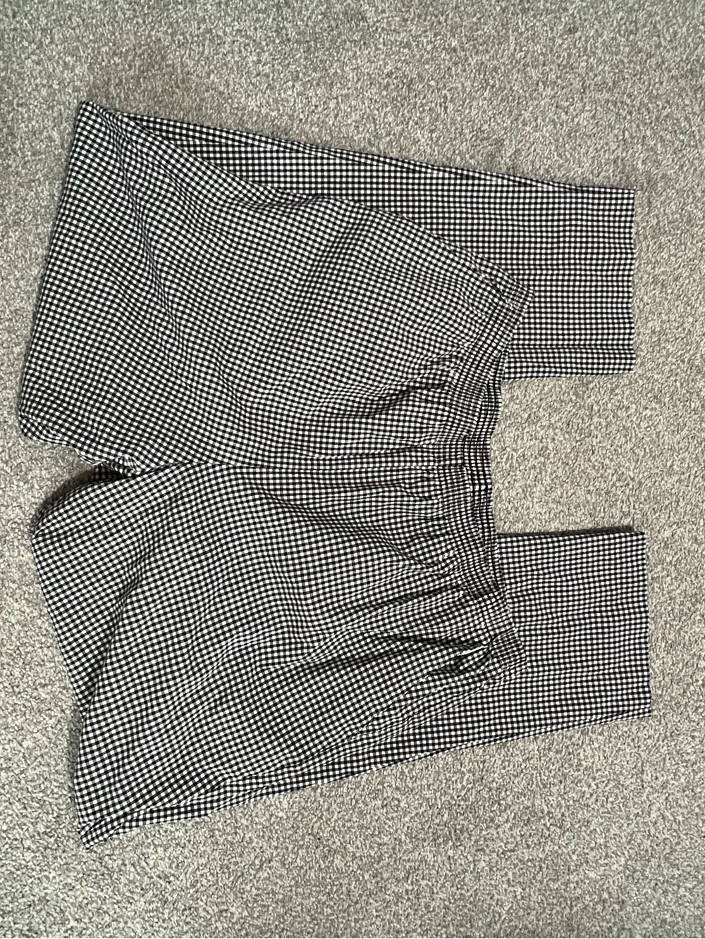 Black and White Gingham Elastic Waist Crop Pant